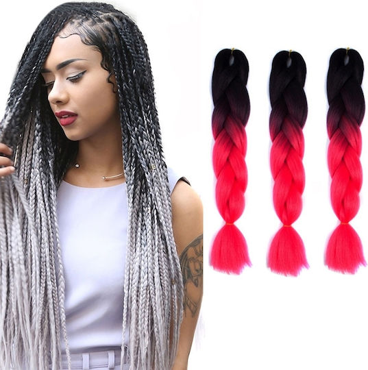 Carnival Wig with Braids Red 60cm