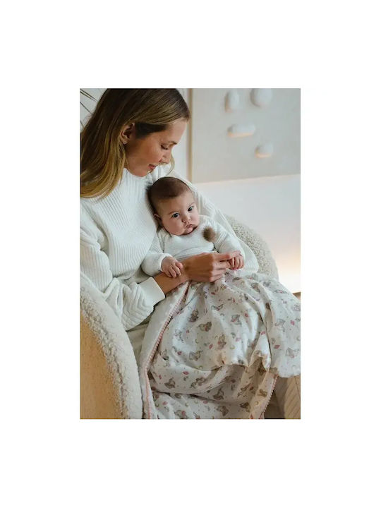Interbaby Κουβέρτα Ισπανίας Αγκαλιάς & Λίκνου Elefante Βαμβακερή Ροζ 80x110εκ.