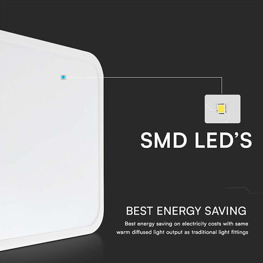 V-TAC Deckenleuchte 42cm Weiß mit Integrierter LED und Fernbedienung