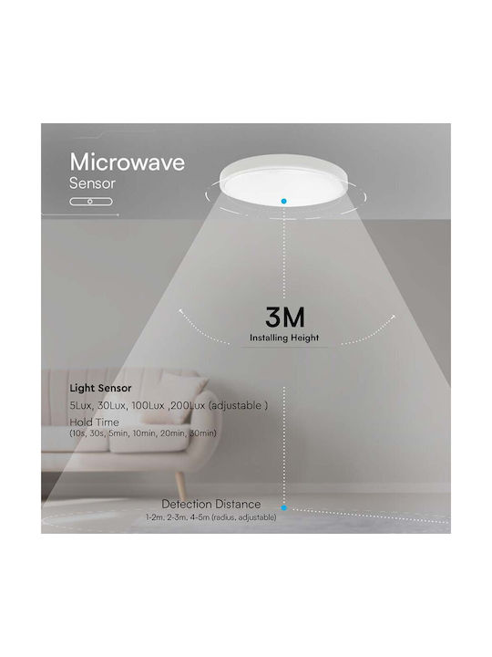 V-TAC Deckenleuchte 42cm Weiß mit Integrierter LED und Fernbedienung