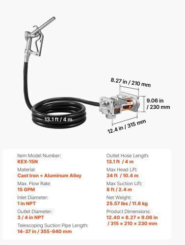 Vevor Transfer Pump with 1" Inlet 12V