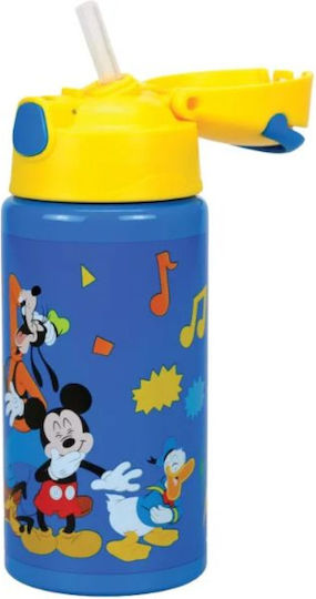 Gim Flip Kids Water Bottle Mickey Aluminium with Straw 500ml