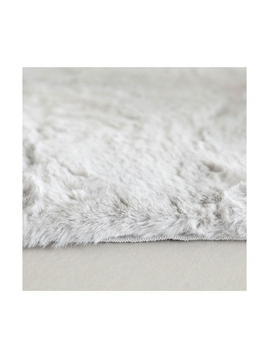 Ravelia Αντιολισθητικό Χαλί Στρογγυλό Γούνινο Light Grey Φ100cm