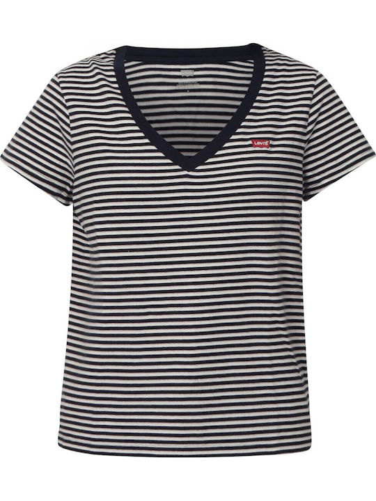 Damen T-Shirt Gestreift Navy