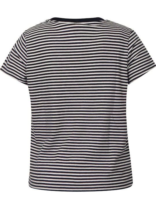 Damen T-Shirt Gestreift Navy