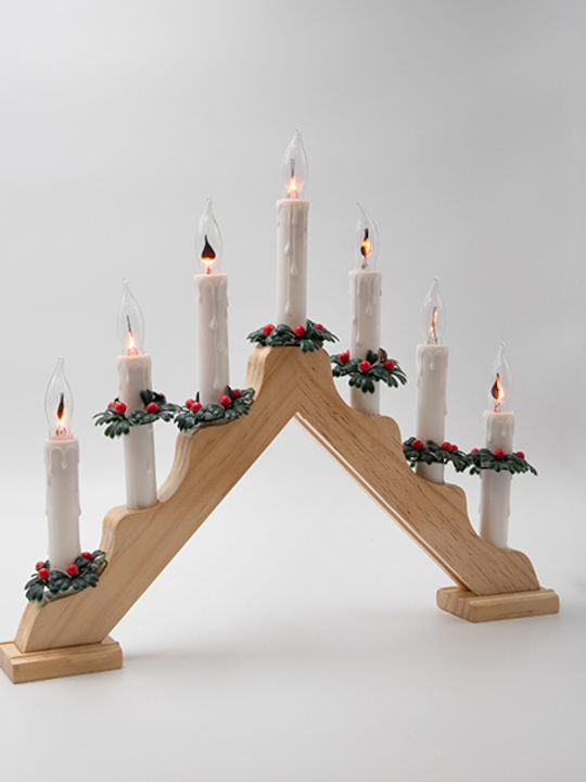 Wooden Candlestick Bridge Earthy Brown Transformer 40x4.8x33.8cm