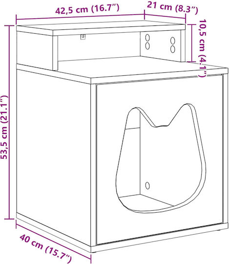 vidaxl Katzenbett Schwarz 42,5 X 40 X 53,5 cm Bearbeitetes Holz