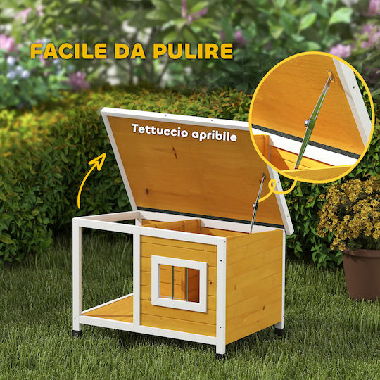 Pawhut Dog House Wooden Outdoor Brown 85.5x62x60cm