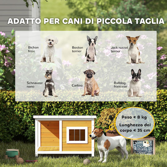 Pawhut Dog House Wooden Outdoor Brown 85.5x62x60cm