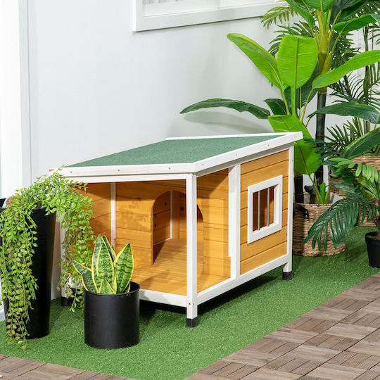 Pawhut Dog House Wooden Outdoor Brown 85.5x62x60cm