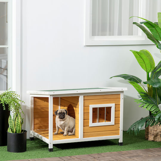 Pawhut Dog House Wooden Outdoor Brown 85.5x62x60cm