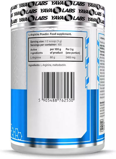 Yava Labs L-arginine 2400mg 300gr Unflavored