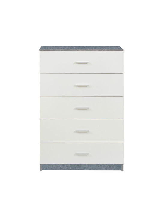 Comoda pentru Dormitor Dama cu 5 sertare White/cement 70x35x108buc