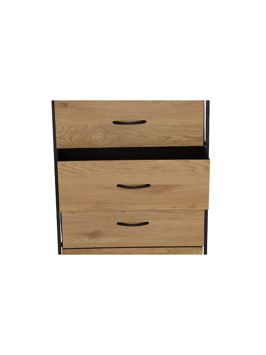 Bedroom Chest of Drawers Made of Wood & Metal with 4 Drawers Oak 58.6x23.5x100cm