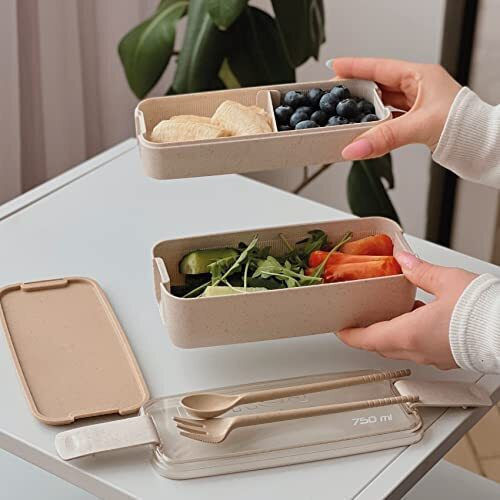 Lunchbox Kunststoff Beige 900ml 1Stück Lunchbox Kunststoff Beige 900ml 1Stück