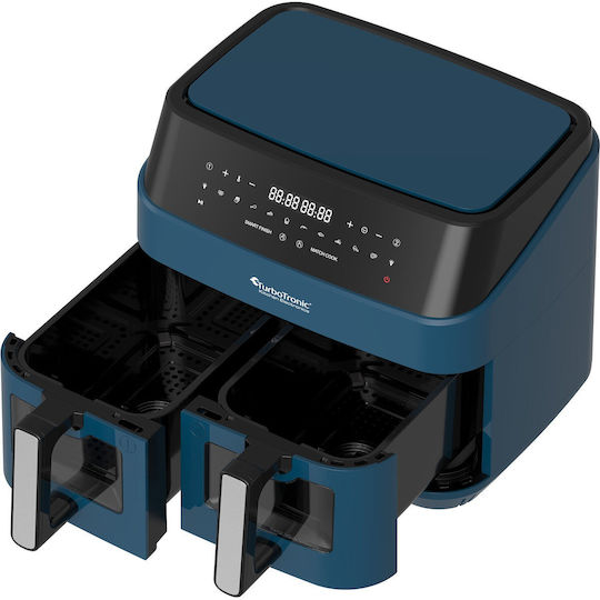 Turbotronic Air Fryer με Διπλό Αποσπώμενο Κάδο 9lt Μπλε TT-DAF6W