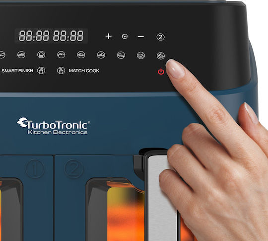Turbotronic Air Fryer με Διπλό Αποσπώμενο Κάδο 9lt Μπλε TT-DAF6W