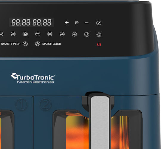 Turbotronic Air Fryer με Διπλό Αποσπώμενο Κάδο 9lt Μπλε TT-DAF6W