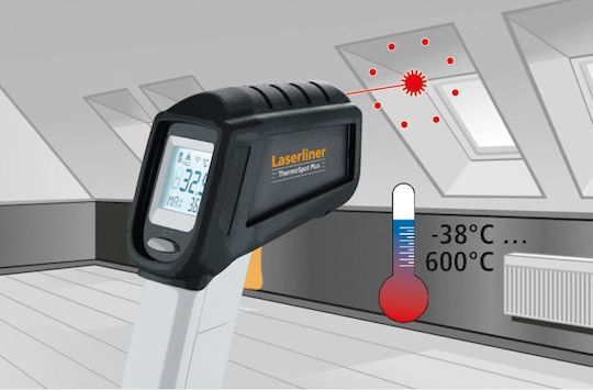 Laserliner ThermoSpot Plus Инфрачервен термометър за температури от -38°C до 600°C със съотношение на разстоянието 12:1