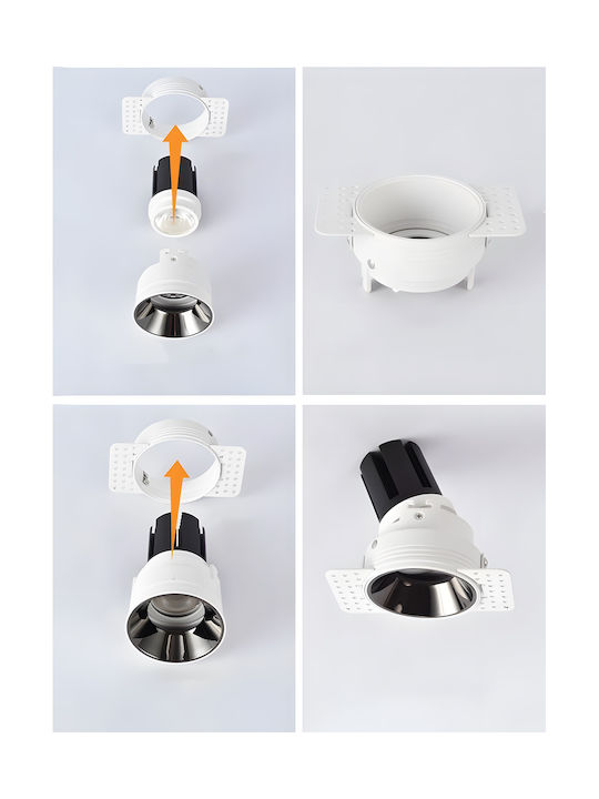 Home Lighting Metallic Recessed Spot with Integrated LED and Natural White Light Black 1pcs