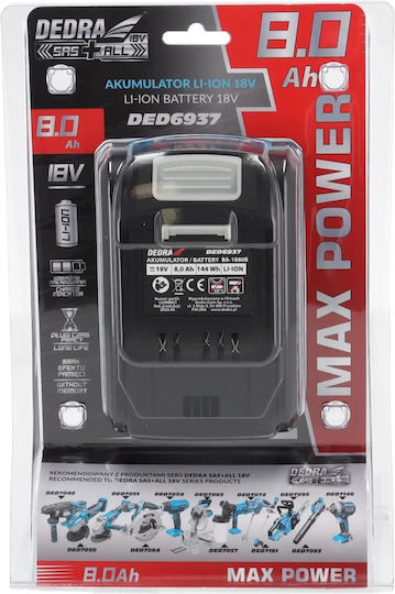 18v 8.0ah Battery Dedra Sas+ All 18v Ded6937