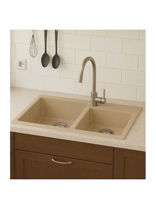 Unixton Drop-In Küchenspüle aus Flüssiger Granit M85xB50cm Braune