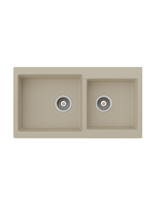 Unixton Drop-In Küchenspüle aus Flüssiger Granit M85xB50cm Braune