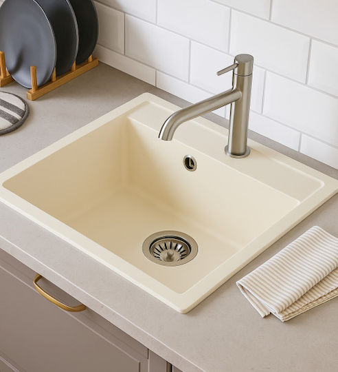 Unixton Icarus50 Drop-In Küchenspüle aus Flüssiger Granit M50xP50cm Braune