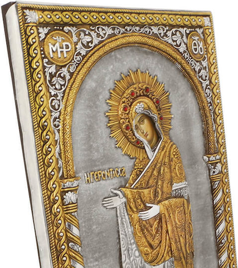 Heilige Maria Γerontissa Silber Darstellung Epichrysi 51x31cm