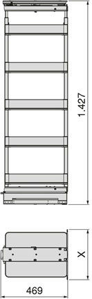 Pantry with Wooden Bottom Emuca Harmony Brake Box 40cm Anthracite Height 1780-2080mm