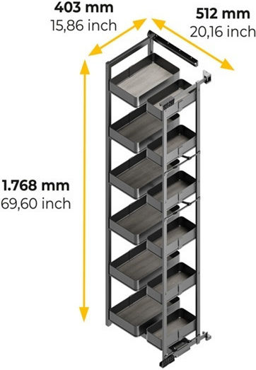 Tandem Food Container With Wooden Bottom Emuca Harmony 8384035 Brake Height 1780mm Box 45cm