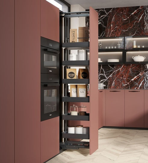 Pantry with Wooden Bottom Emuca Harmony Brake Box 40cm Anthracite Height 1780-2080mm