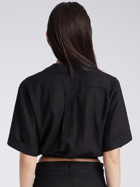 Damen Crop Top Black