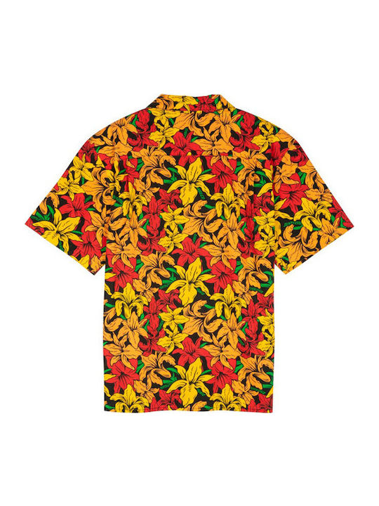 Short-sleeved Cotton Shirt Floral Red Multi