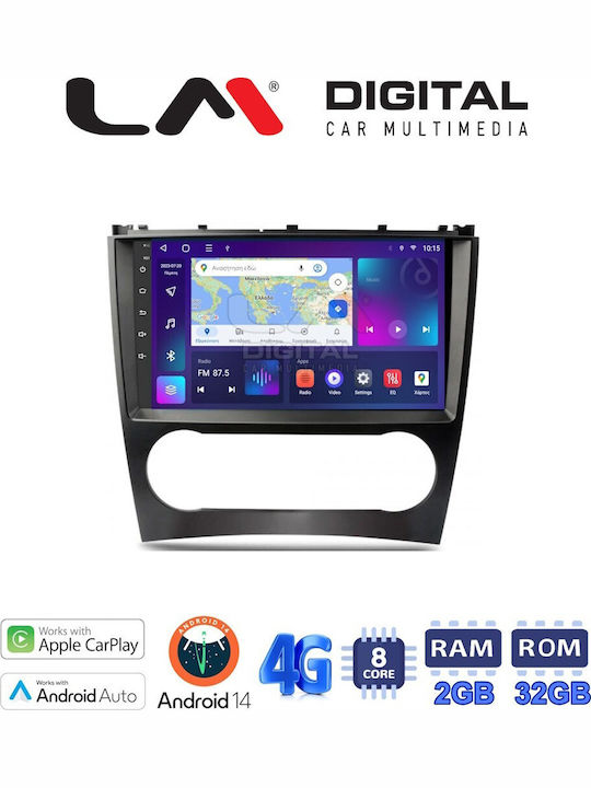 LM Digital Car Audio System for Mercedes-Benz C Class / CLC Class 2004-2008 (Bluetooth/USB/WiFi/GPS/Apple-Carplay/Android-Auto) with Touch Screen 9"