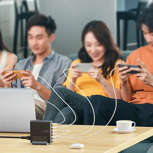 Tech-Protect Ladestation GaN mit 2 USB-A Anschlüsse und 4 USB-C Anschlüsse 160W Stromlieferung / Schnellaufladung 3.0 in Schwarz Farbe (DC160W-GAN)