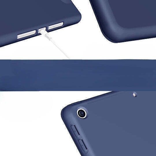 Jteach Slim TPU Back Trifold Stand Tablet Book Cover Case Pencil Holder iPad 10.2" 9th Gen 2021 8th Gen 2020 7th Gen 2019 Dark Blue