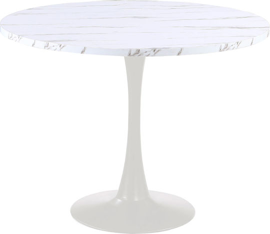 Eclipse Round Kitchen Table Marble White 100x100cm Eclipse Round Kitchen Table Marble White 100x100cm