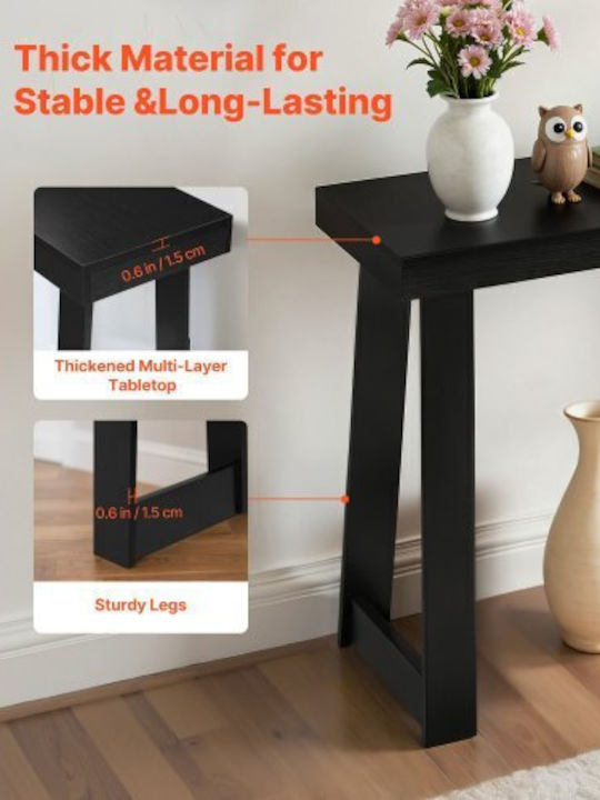 Wooden Console Table Black Velvet-Black Metal L118xW30.5xH46.5cm