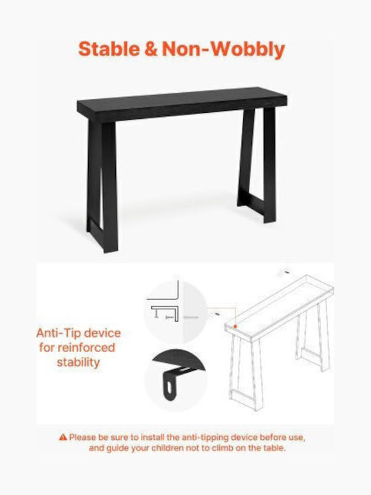 Wooden Console Table Black Velvet-Black Metal L118xW30.5xH46.5cm