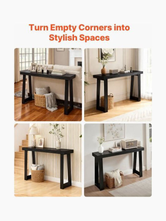 Wooden Console Table Black Velvet-Black Metal L118xW30.5xH46.5cm