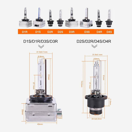 Λάμπες Αυτοκινήτου D2R Xenon 6000K Ψυχρό Λευκό 12V 35W 2τμχ