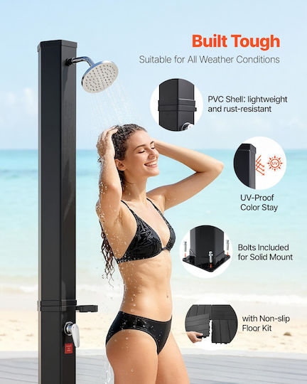 Vevor Solar Pool Shower Made of PVC with Height 195cm Black