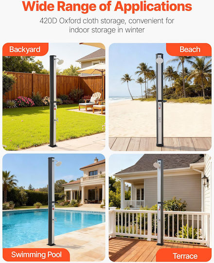 Vevor Pool-Dusche Solar mit 195 cm Höhe Schwarz
