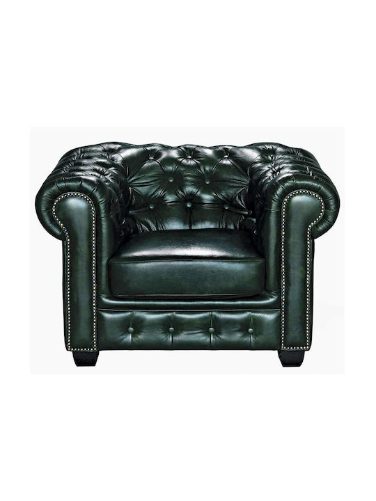 CHESTERFIELD Armchair from Genuine Leather Green 103x92x72cm