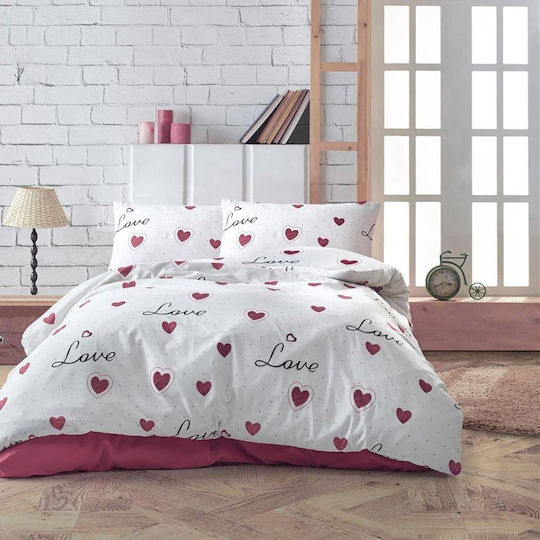 Dimcol Παπλωματοθήκη Υπέρδιπλη 220x240 White-red