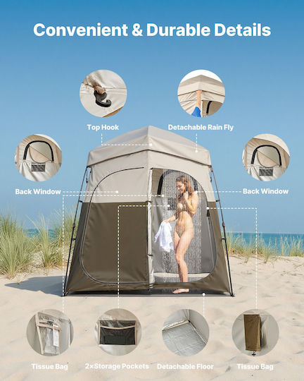 Vevor Camping Toilet Tent Silver 3 Seasons 214x112x213cm