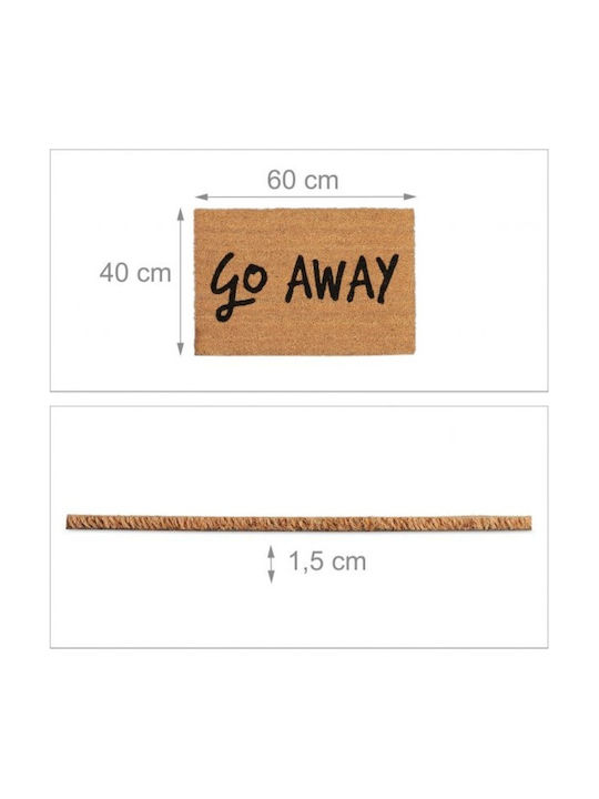 Relaxdays Covor de Intrare din Cocos cu Suport Antiderapant Maro 60x40buc Grosime 15mm