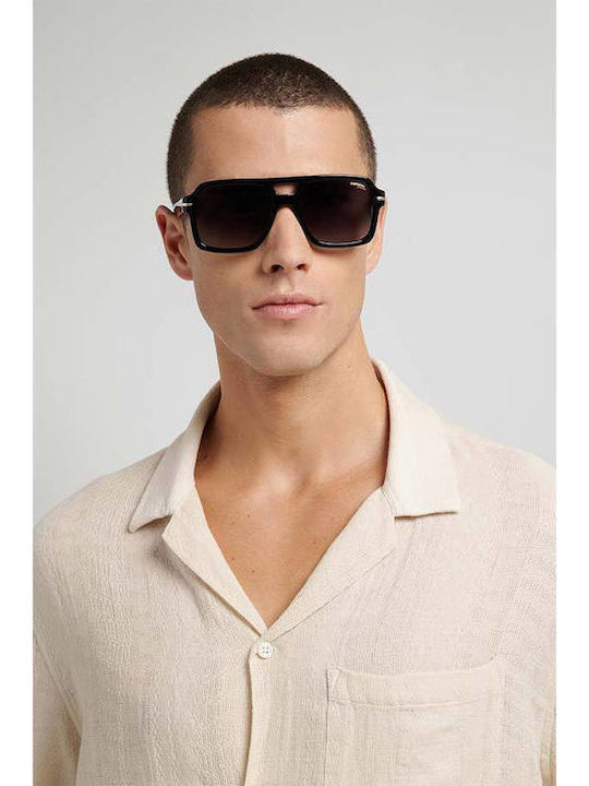 Carrera Men's Sunglasses with Black Horn-Rimmed Frame and Grey Lens 377/S 807/4A