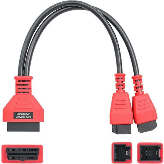 Obd 2 Diagnosewerkzeug Adapterkabel 12 Pin Zu 8 Pin Chrysler Schwarz Rot